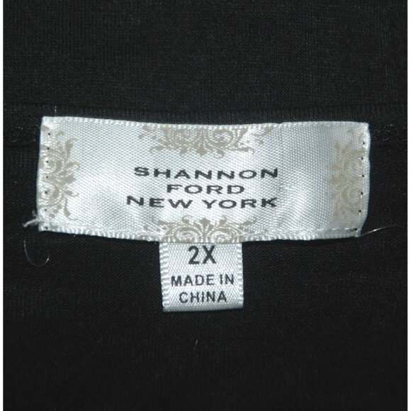 Shannon Ford Women's Black Blouse Top Size 2X Long Sleeve Stretch Open Weave - Picture 7 of 9